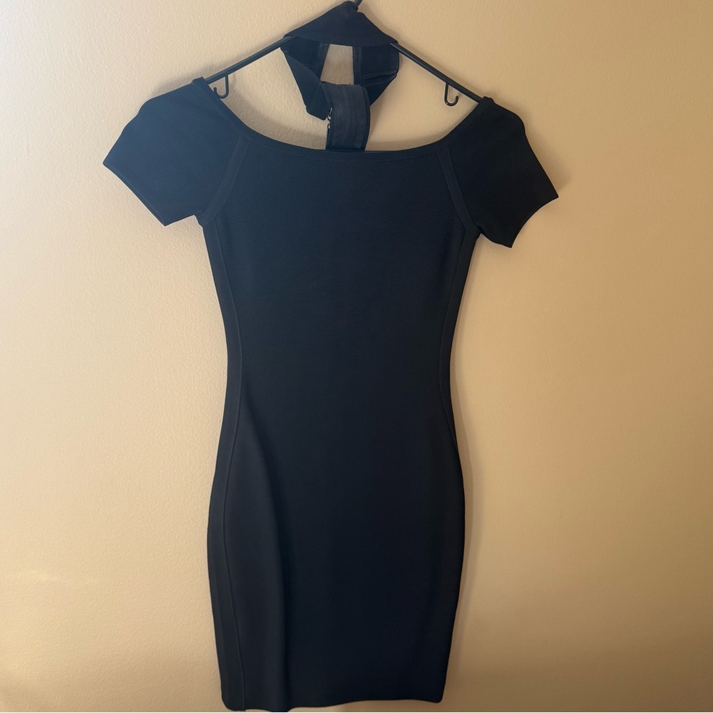 Marciano Elegant Black Mini Dress with Choker